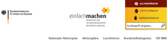 Kopf der Website des BMAS "gemeinsam einfach machen"