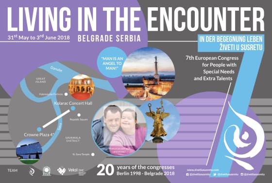Titelseite des Einladungsprospektes "In der Begegnung leben" Belgrad 2018